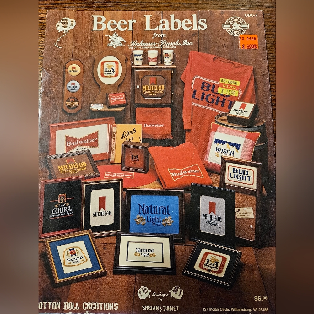 Beer Labels Cross Stitch Leaflet Anheuser Busch Counted Cross Stitch Charts